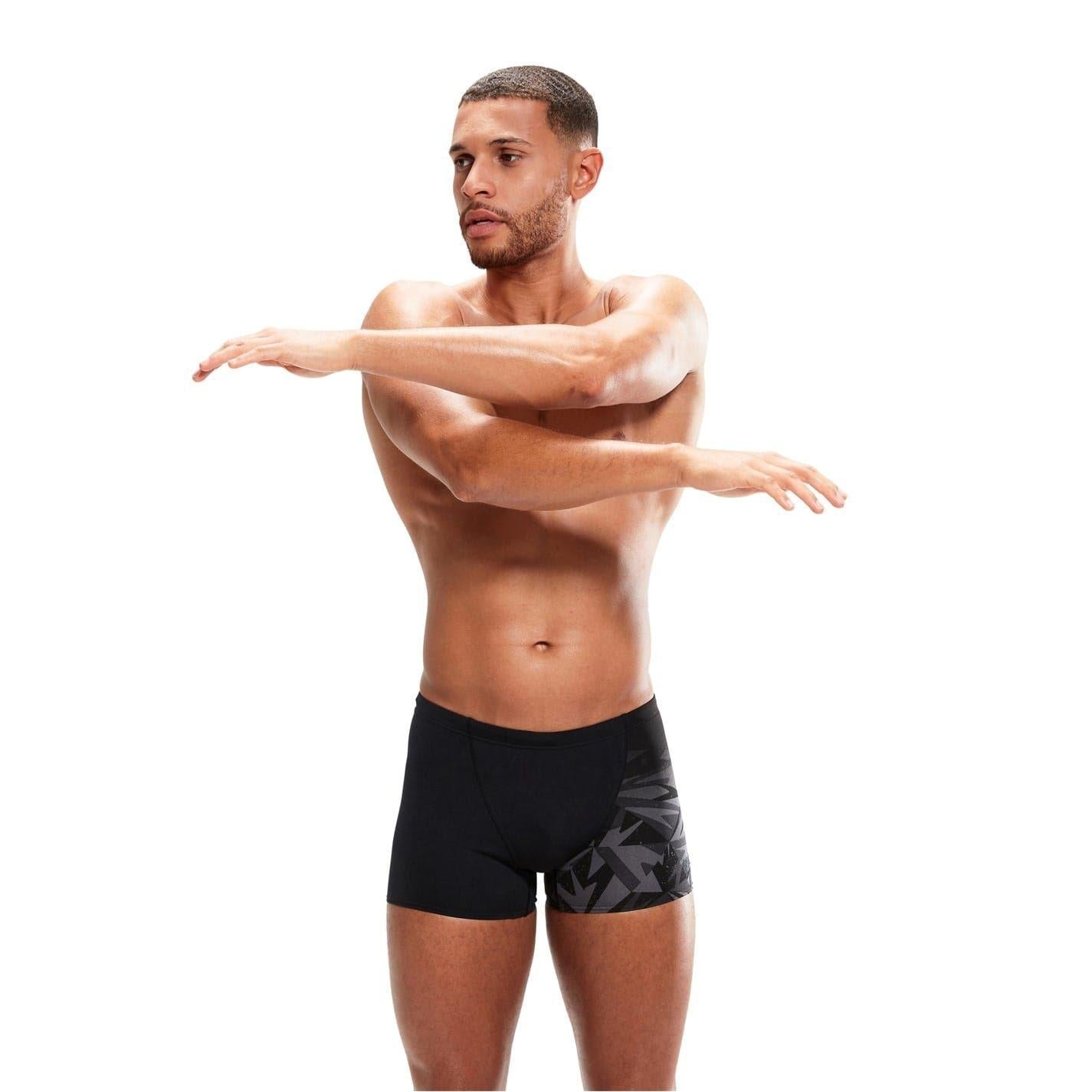 Black-Grey - Lifestyle - Speedo Mens Geometric Swim Shorts