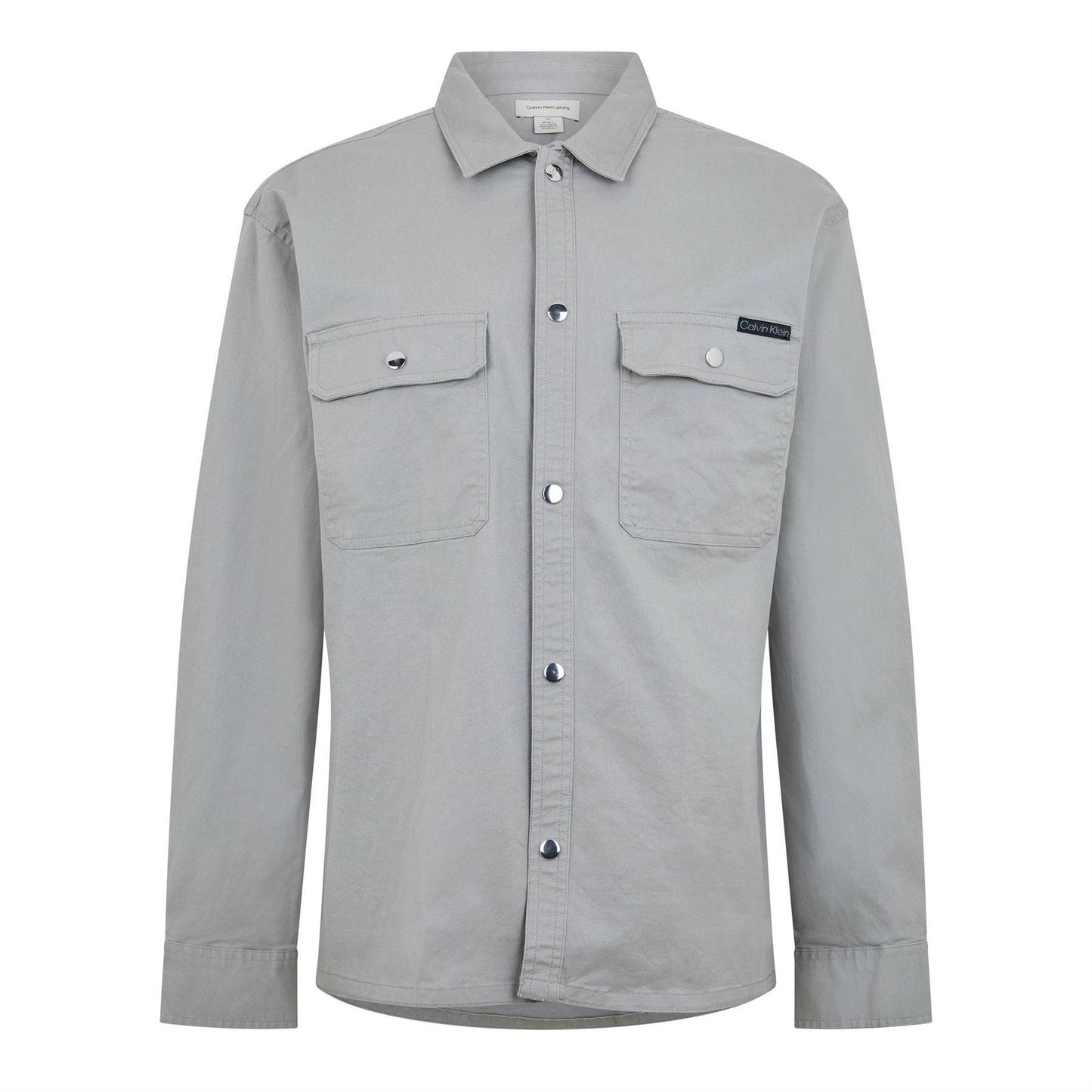 Forest-Fog - Front - Calvin Klein Mens Utility Double Pocket Long-Sleeved Shirt