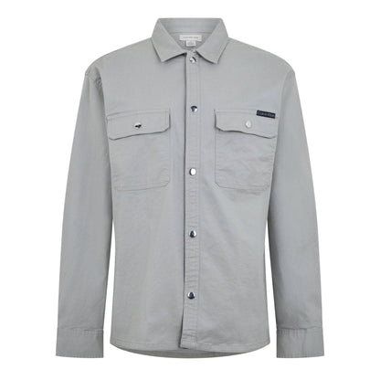 Forest-Fog - Front - Calvin Klein Mens Utility Double Pocket Long-Sleeved Shirt