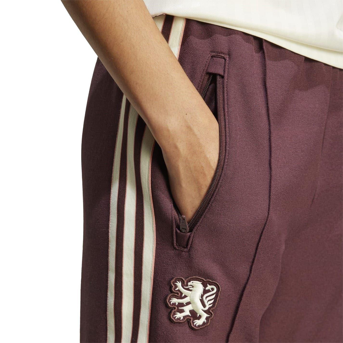 Ruby Red - Side - Adidas Womens-Ladies Terrace 2024-2025 Olympique Lyonnais Tracksuit Bottoms