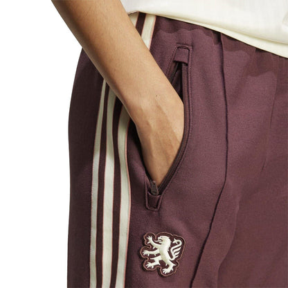 Ruby Red - Side - Adidas Womens-Ladies Terrace 2024-2025 Olympique Lyonnais Tracksuit Bottoms