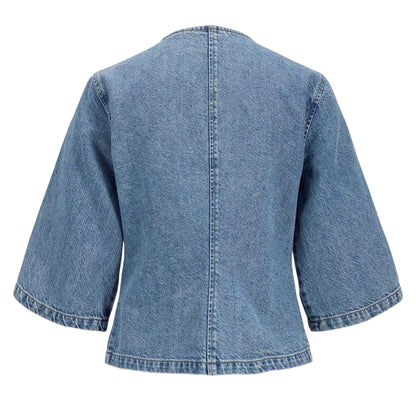 Blue - Back - JJXX Womens-Ladies Denim Wide Sleeves Shirt Jacket