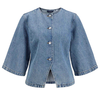 Blue - Front - JJXX Womens-Ladies Denim Wide Sleeves Shirt Jacket