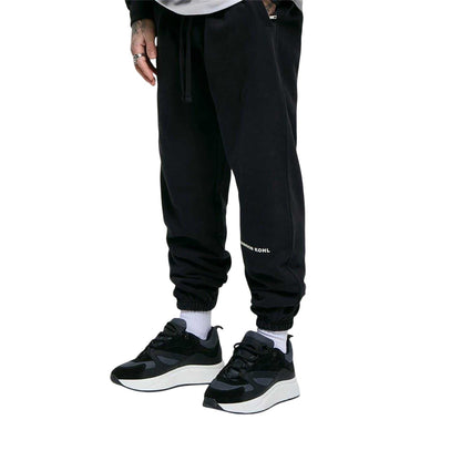 Black - Side - Madison Kohl Mens Core Cotton Logo Jogging Bottoms