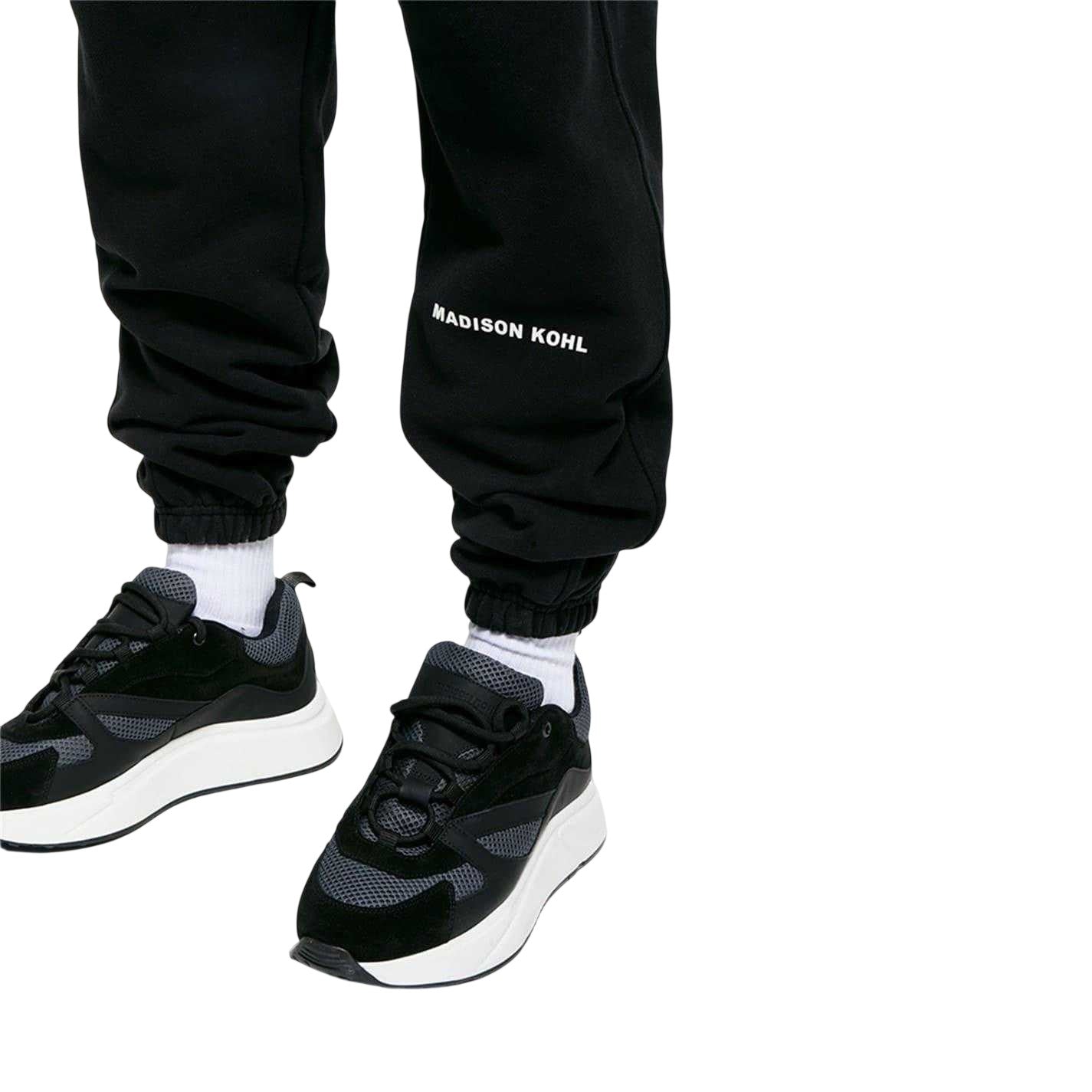 Black - Lifestyle - Madison Kohl Mens Core Cotton Logo Jogging Bottoms