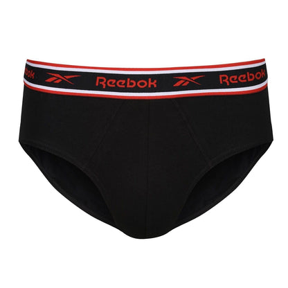 Black - Back - Reebok Mens Cotton Elasticated Waist Briefs (Pack of 3)