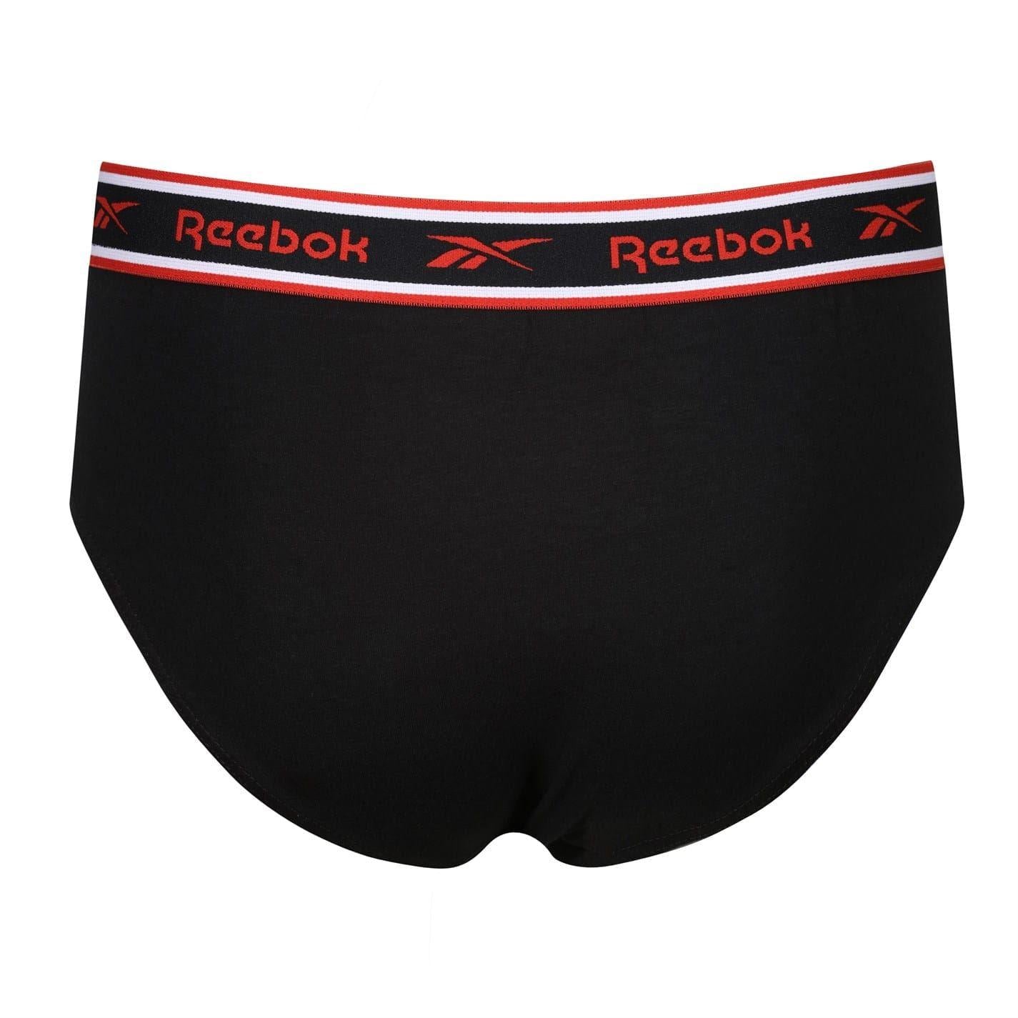 Black - Side - Reebok Mens Cotton Elasticated Waist Briefs (Pack of 3)