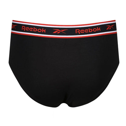 Black - Side - Reebok Mens Cotton Elasticated Waist Briefs (Pack of 3)