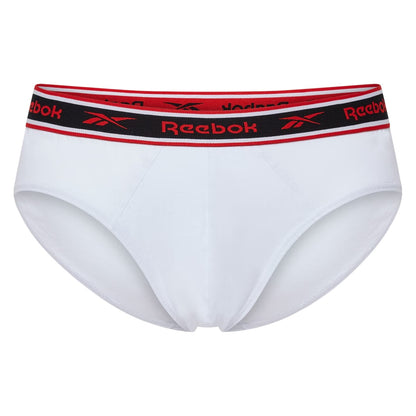 Black-White-Grey - Side - Reebok Mens Cotton Elasticated Waist Briefs (Pack of 3)