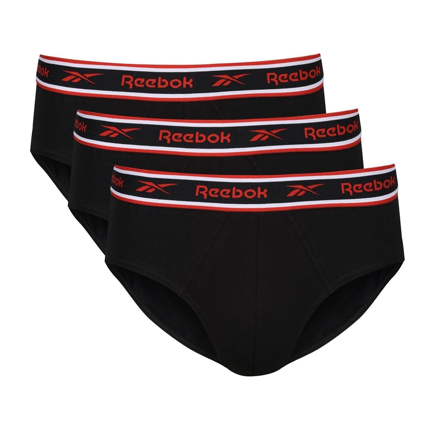 Black - Front - Reebok Mens Cotton Elasticated Waist Briefs (Pack of 3)