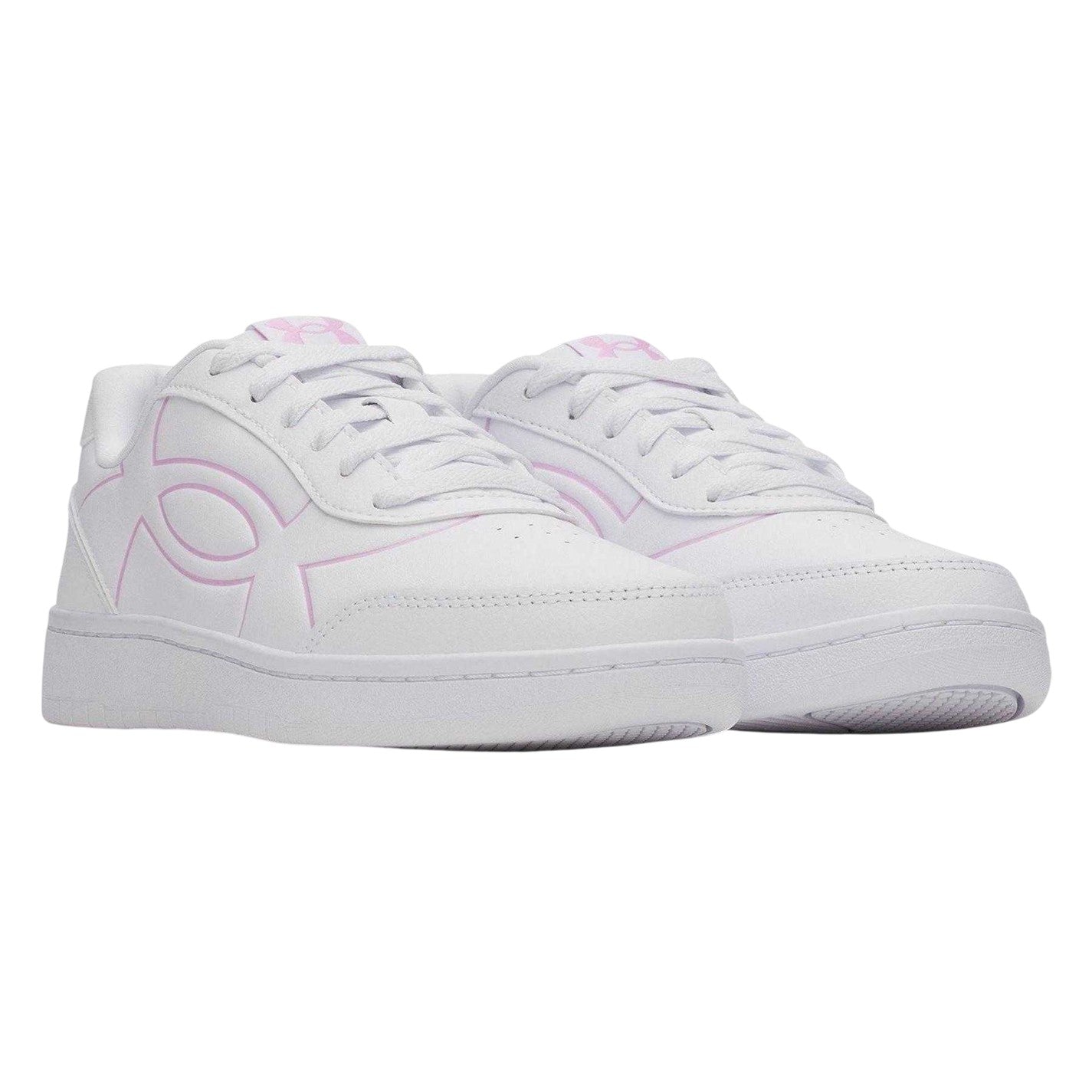 White-Pink - Side - Under Armour Womens-Ladies Motion Trainers