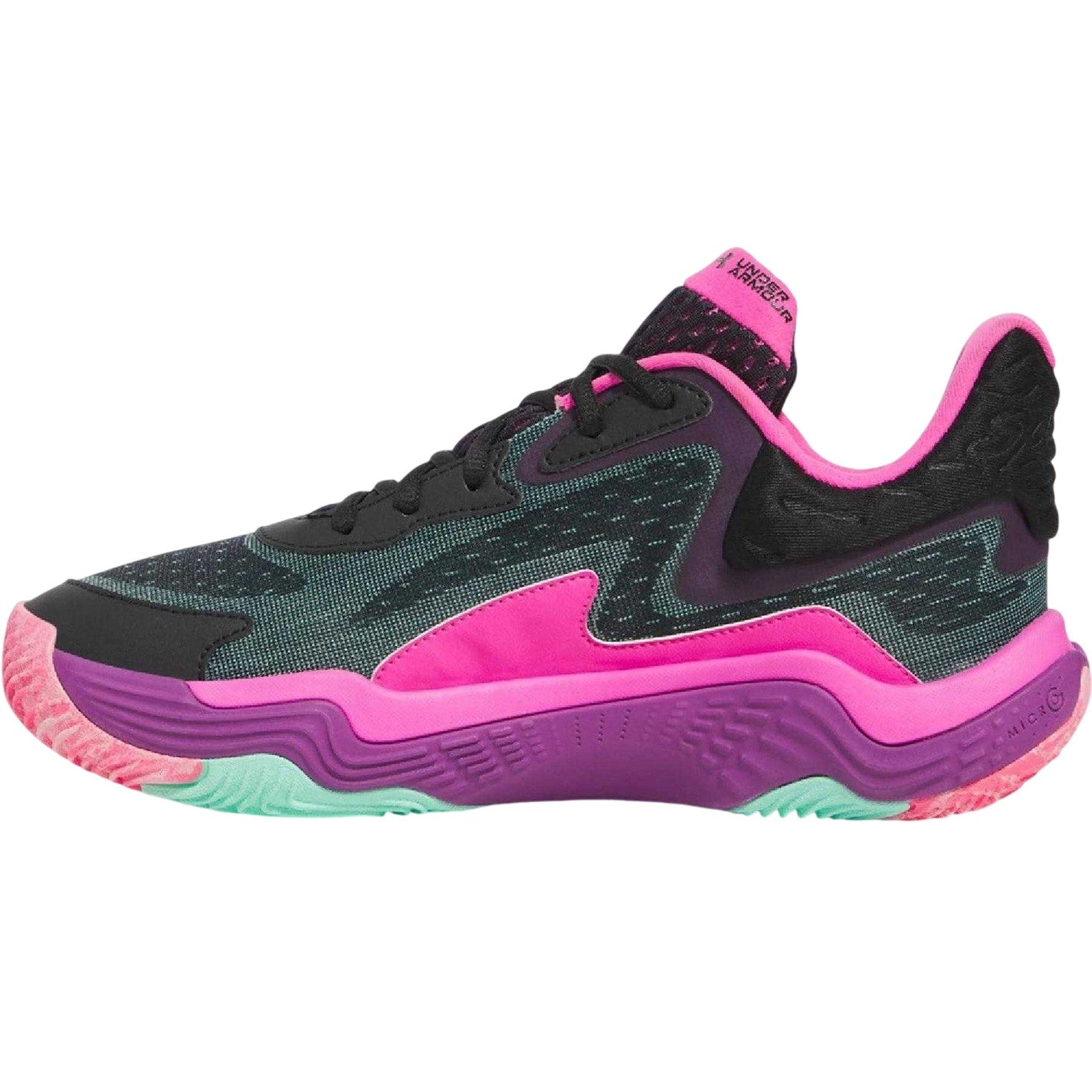 Black - Side - Under Armour Mens Spawn 7 Basketball Shoes