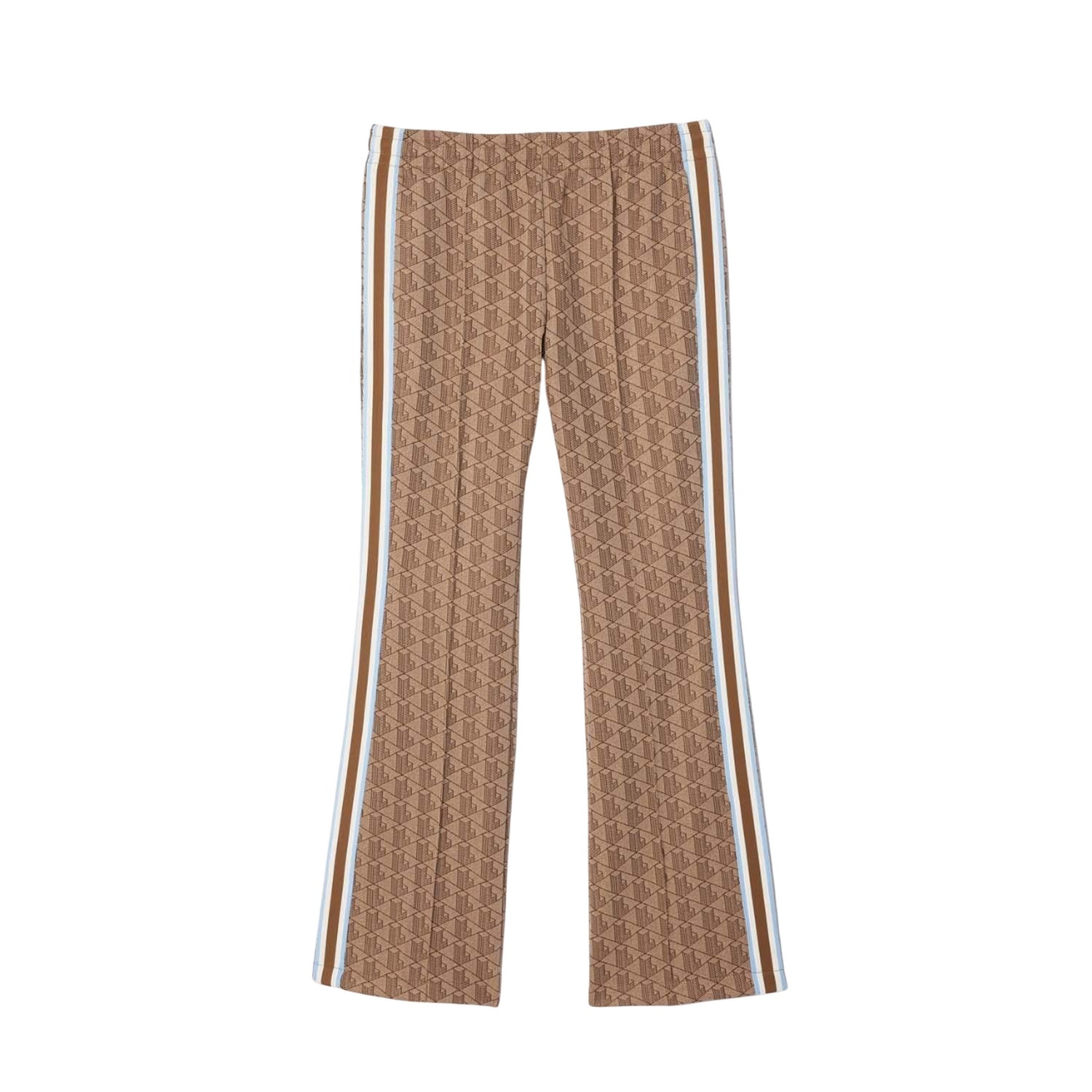 Beige - Front - Lacoste Womens-Ladies Monogram Flared Jogging Bottoms