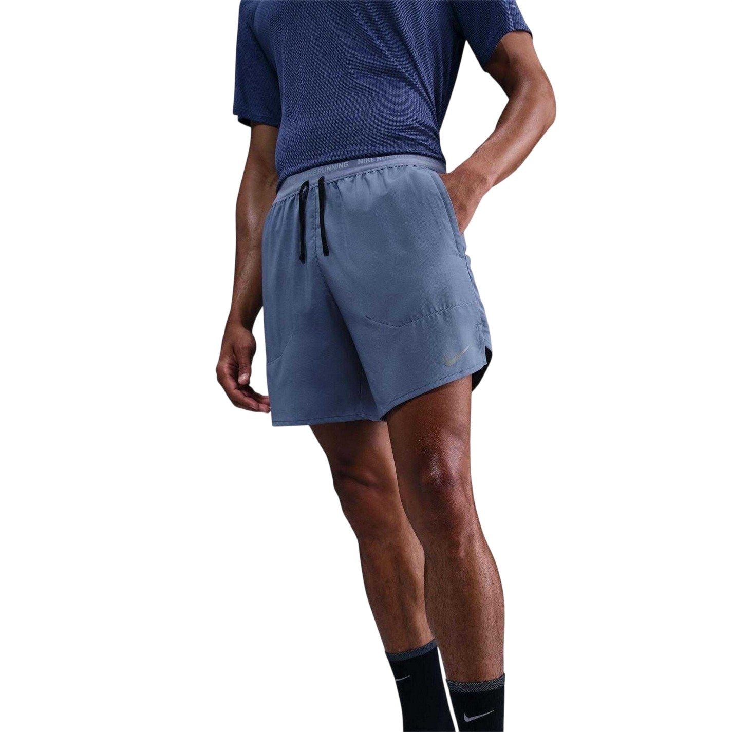 Indigo - Side - Nike Mens Stride Running Shorts