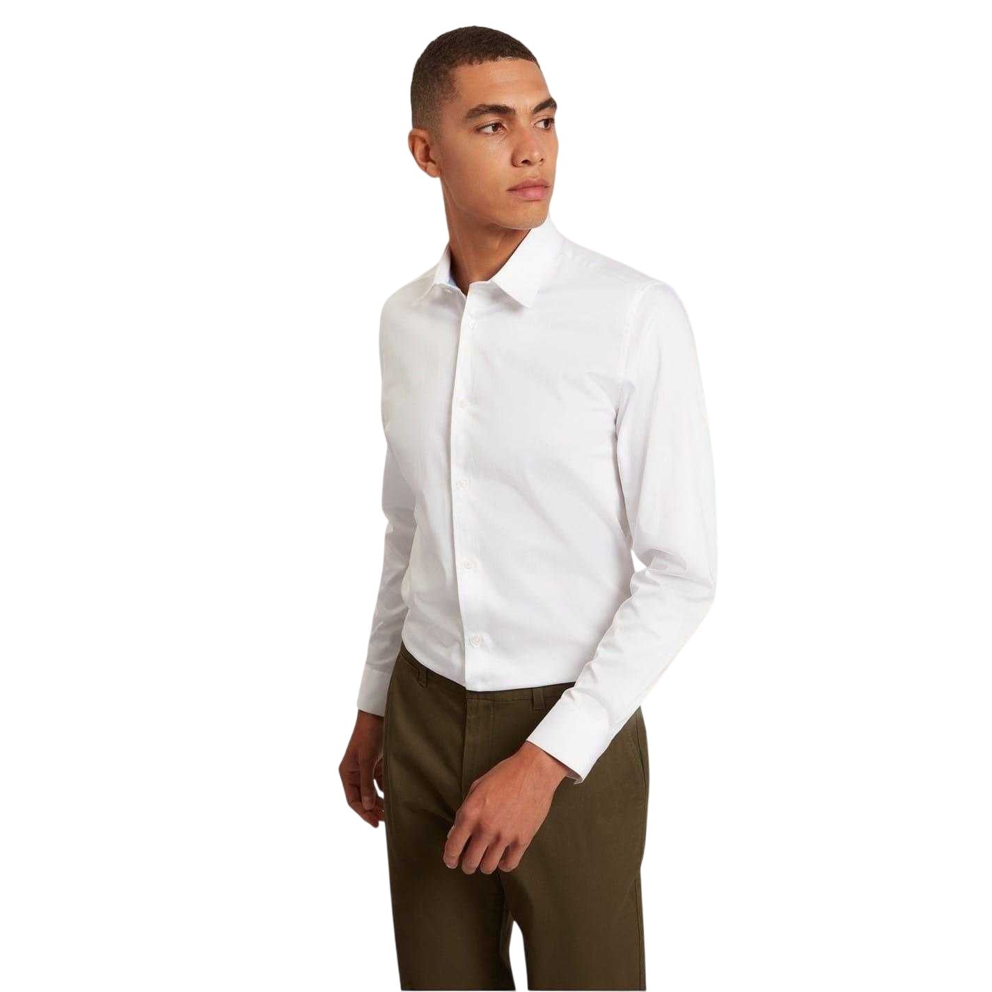White - Side - Ted Baker Mens Oxford Collared Long-Sleeved Shirt