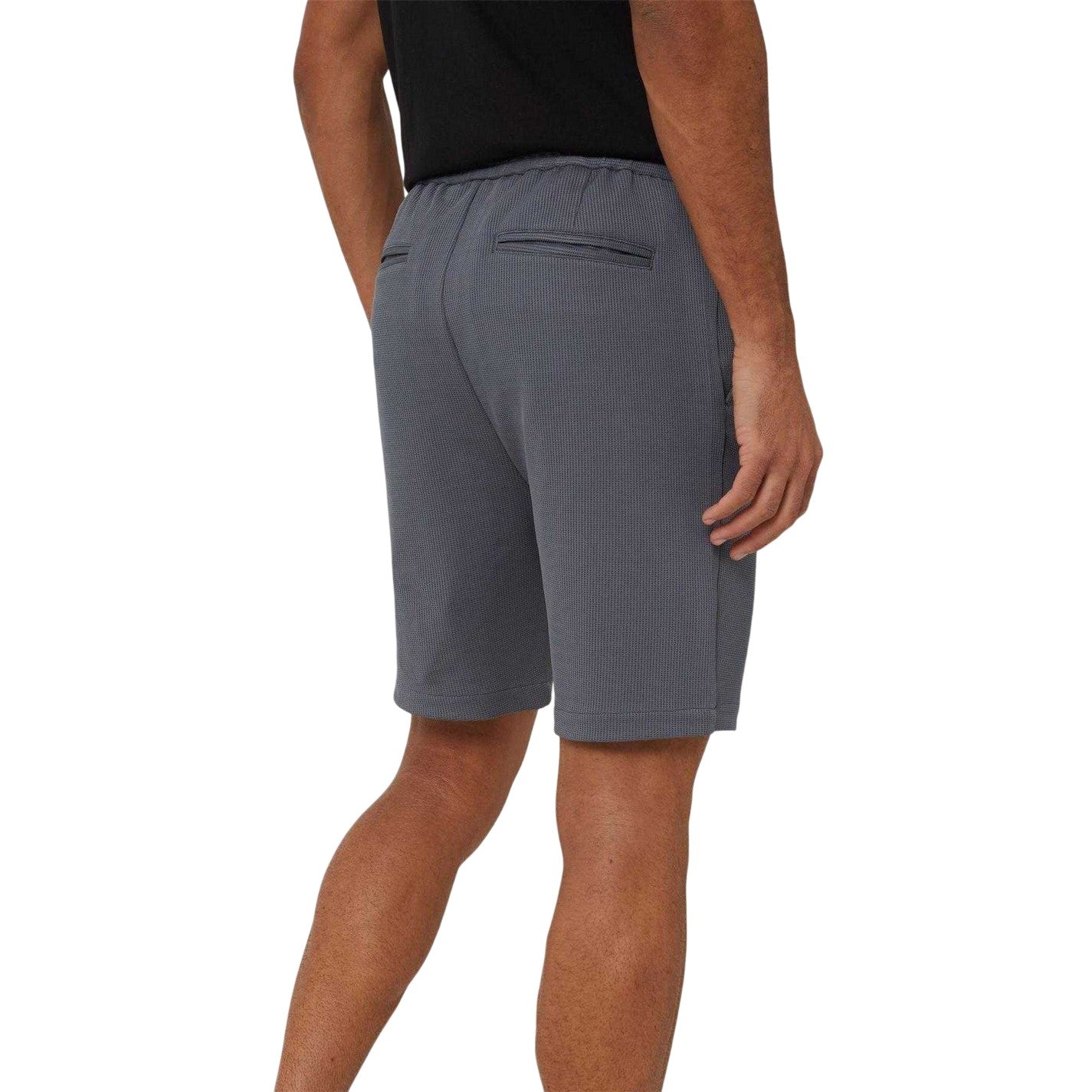 Dark Grey - Back - Brave Soul Mens Woven Waffle Track Shorts