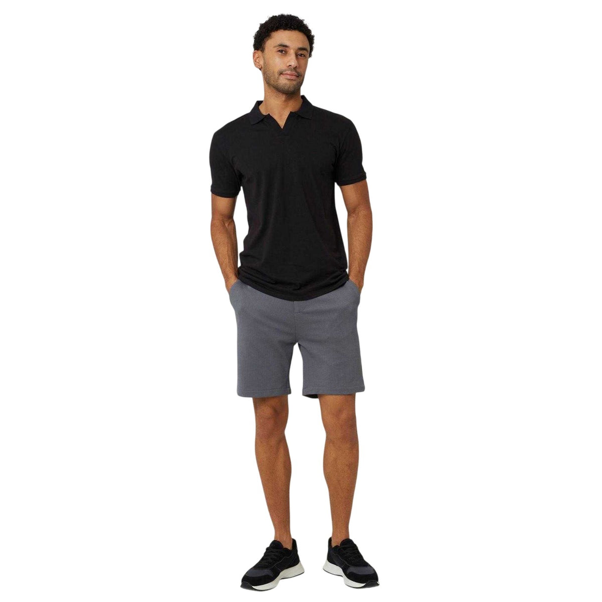 Dark Grey - Lifestyle - Brave Soul Mens Woven Waffle Track Shorts