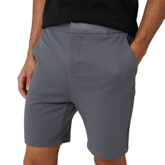 Dark Grey - Front - Brave Soul Mens Woven Waffle Track Shorts
