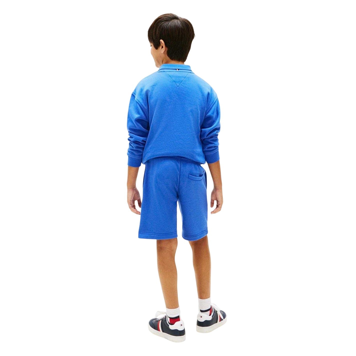 Blue - Back - Tommy Hilfiger Childrens-Kids Fleece Monogram Sweat Shorts