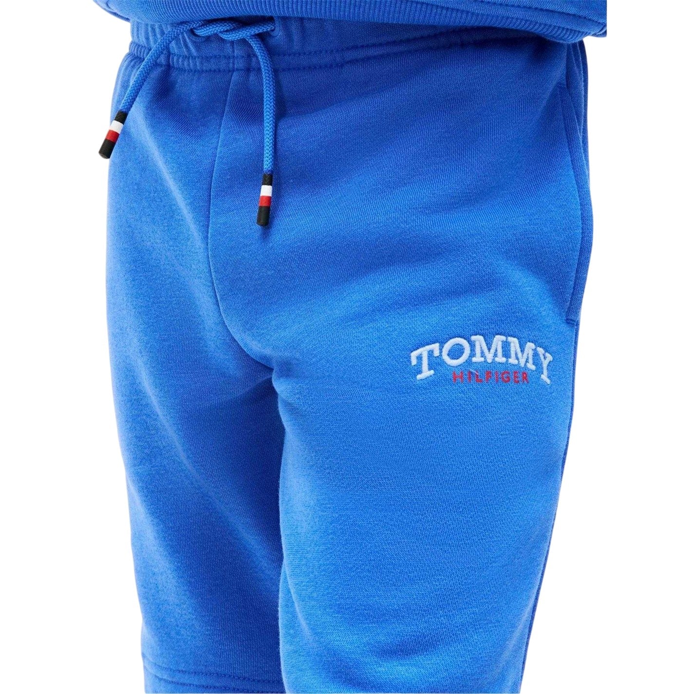 Blue - Side - Tommy Hilfiger Childrens-Kids Fleece Monogram Sweat Shorts