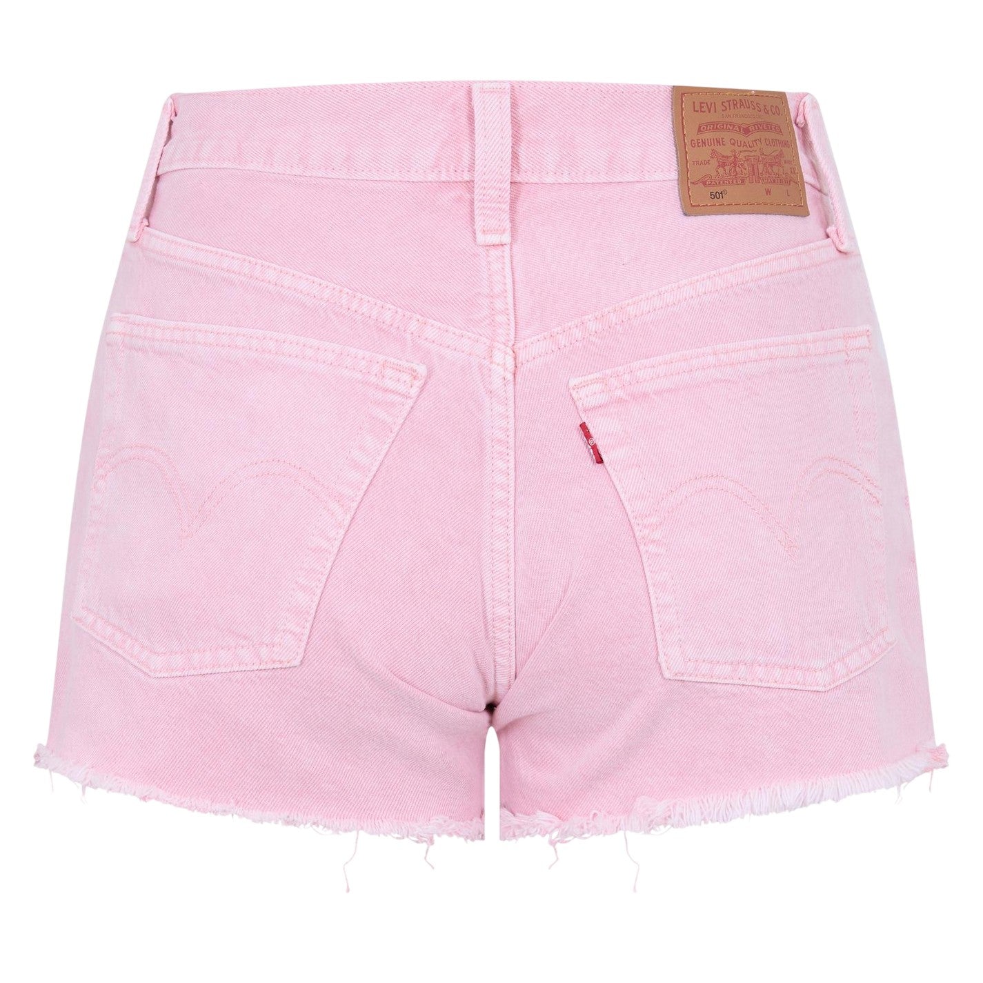 Pink - Back - Levis Womens-Ladies 501 Original Denim Shorts