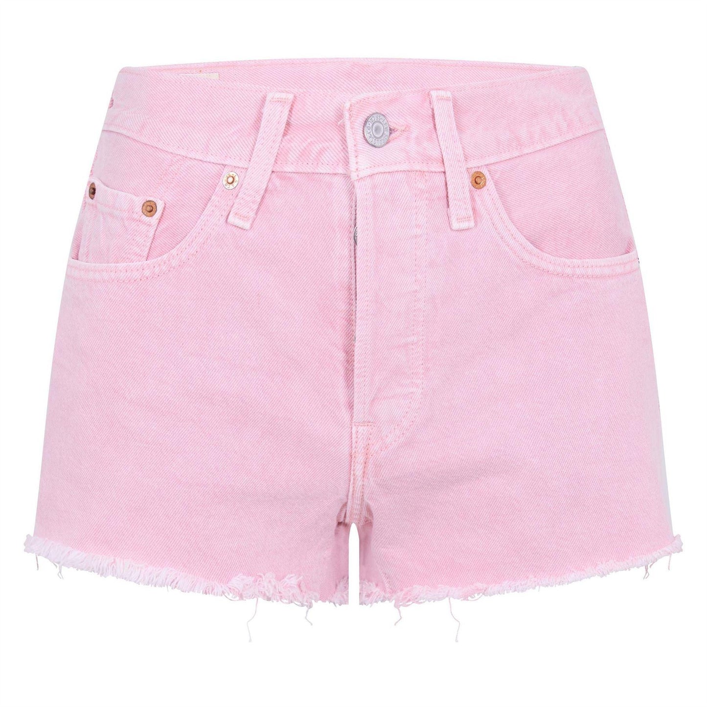 Pink - Front - Levis Womens-Ladies 501 Original Denim Shorts