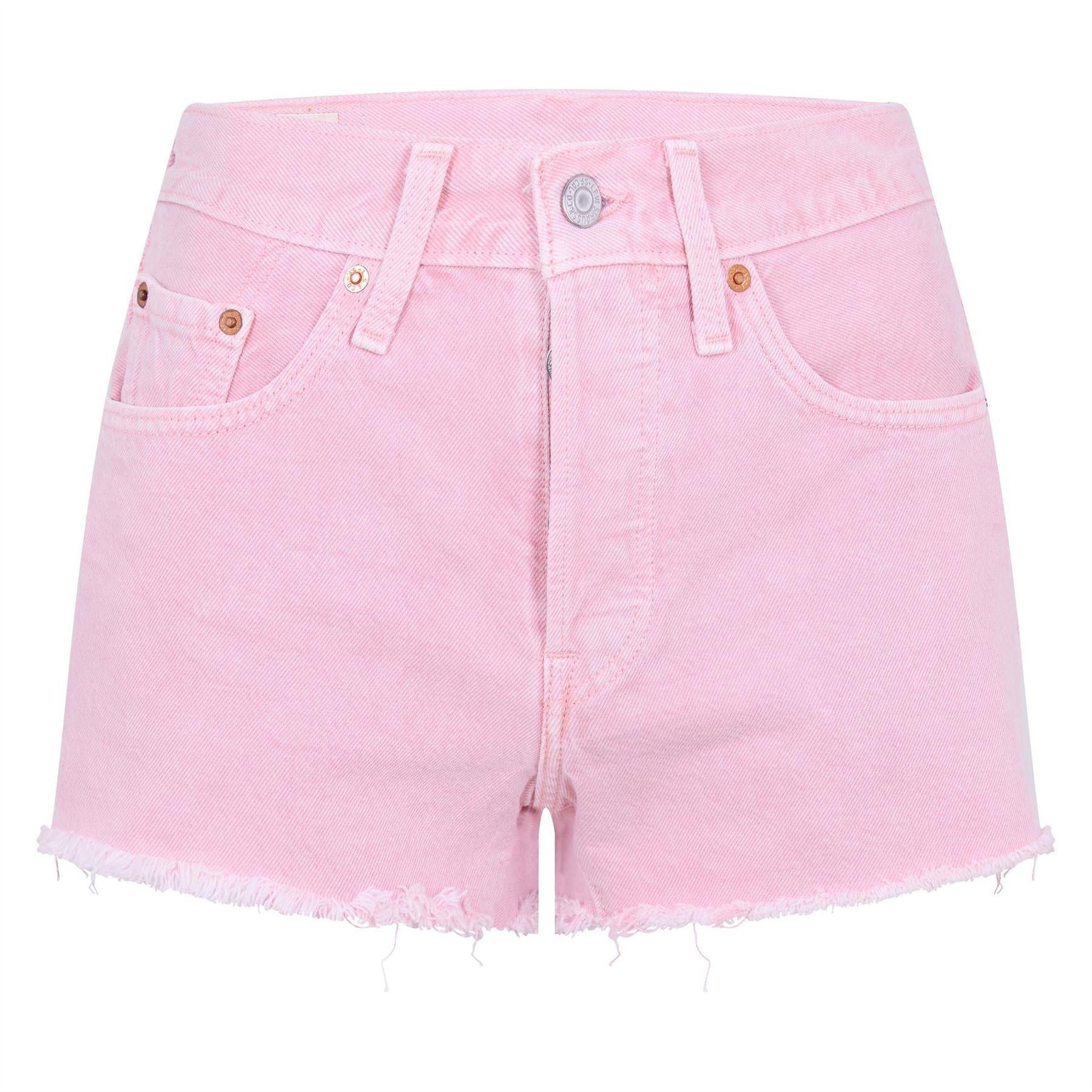 Pink - Front - Levis Womens-Ladies 501 Original Denim Shorts
