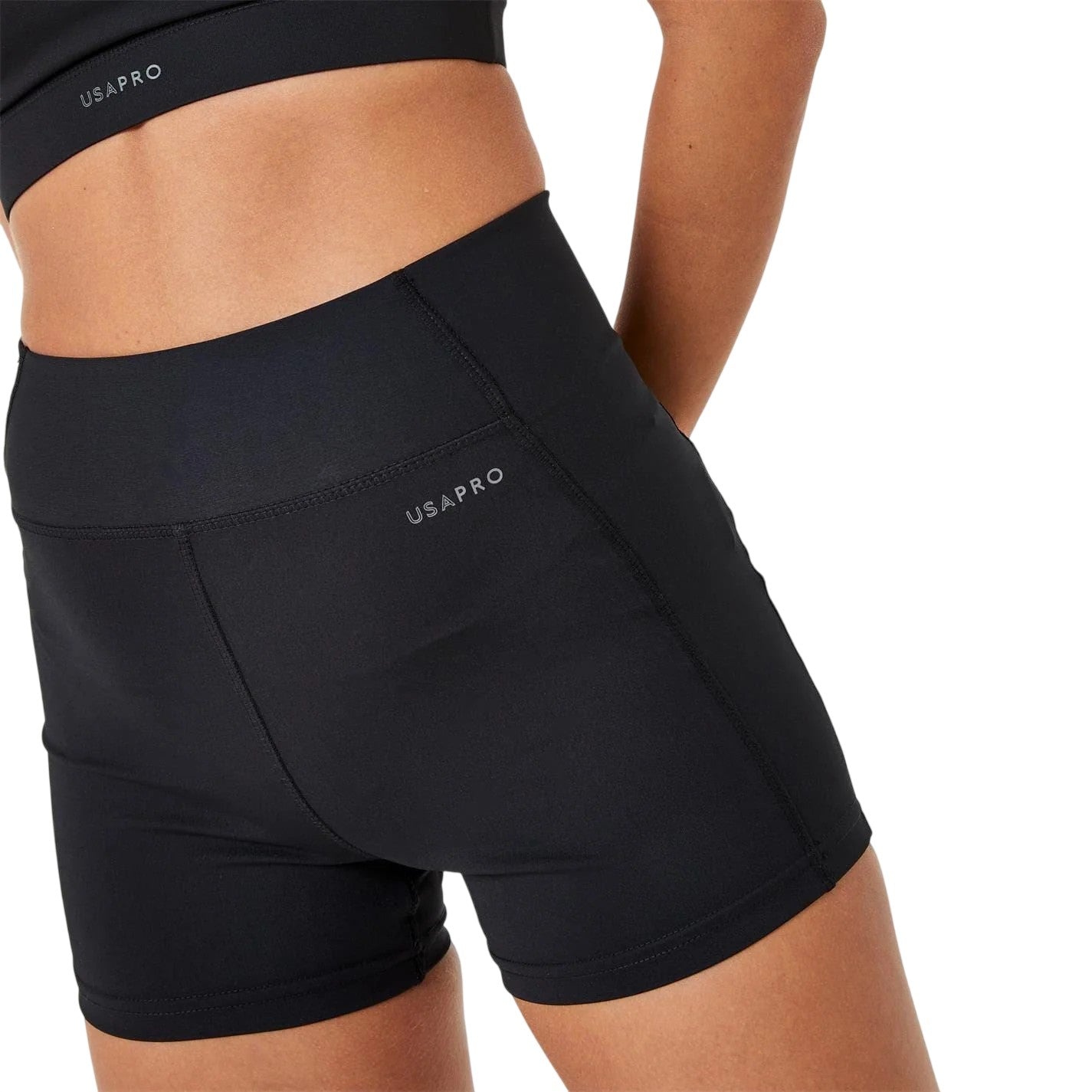 Black - Side - USA Pro Womens-Ladies Opaque Mini Shorts