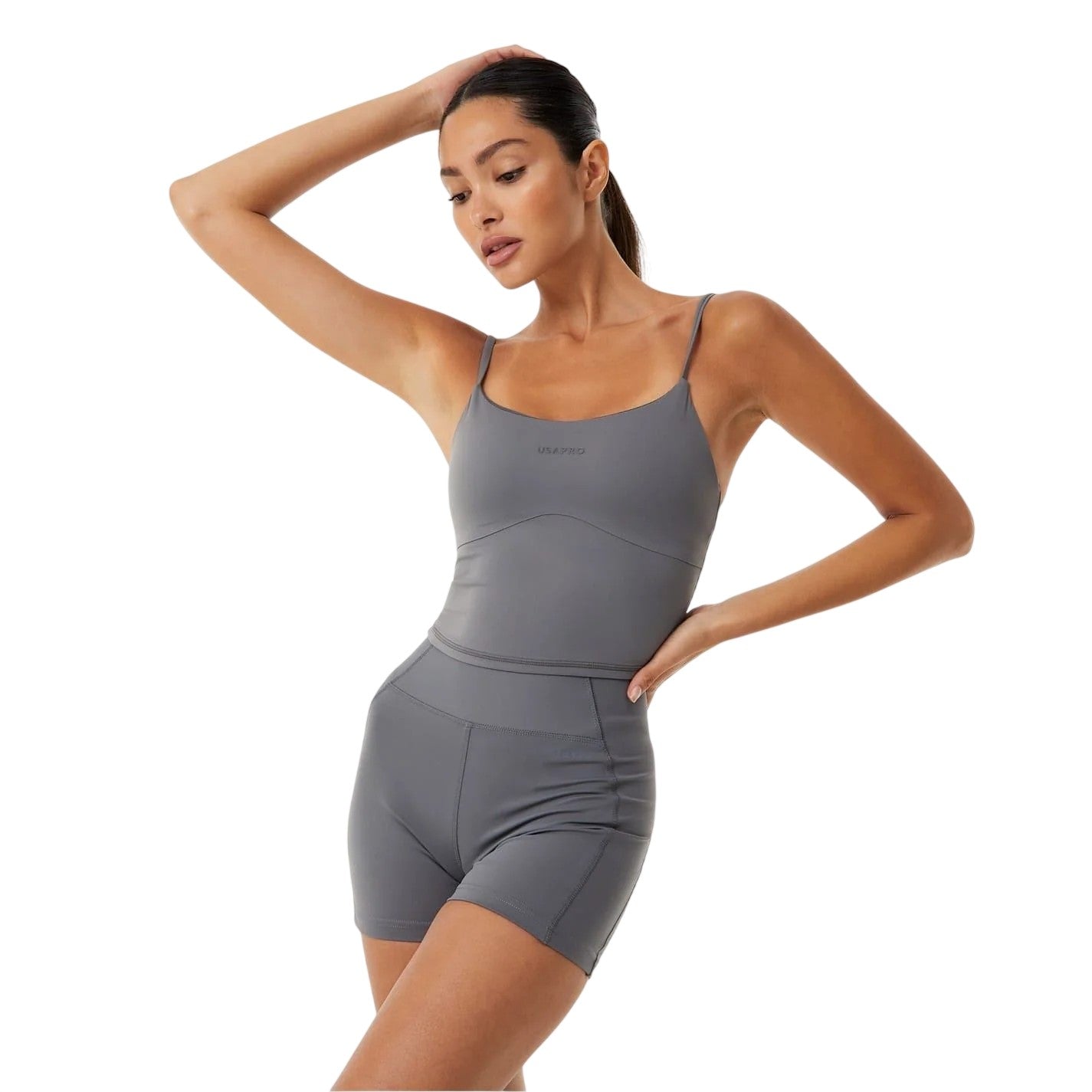 Charcoal - Side - USA Pro Womens-Ladies Opaque Mini Shorts