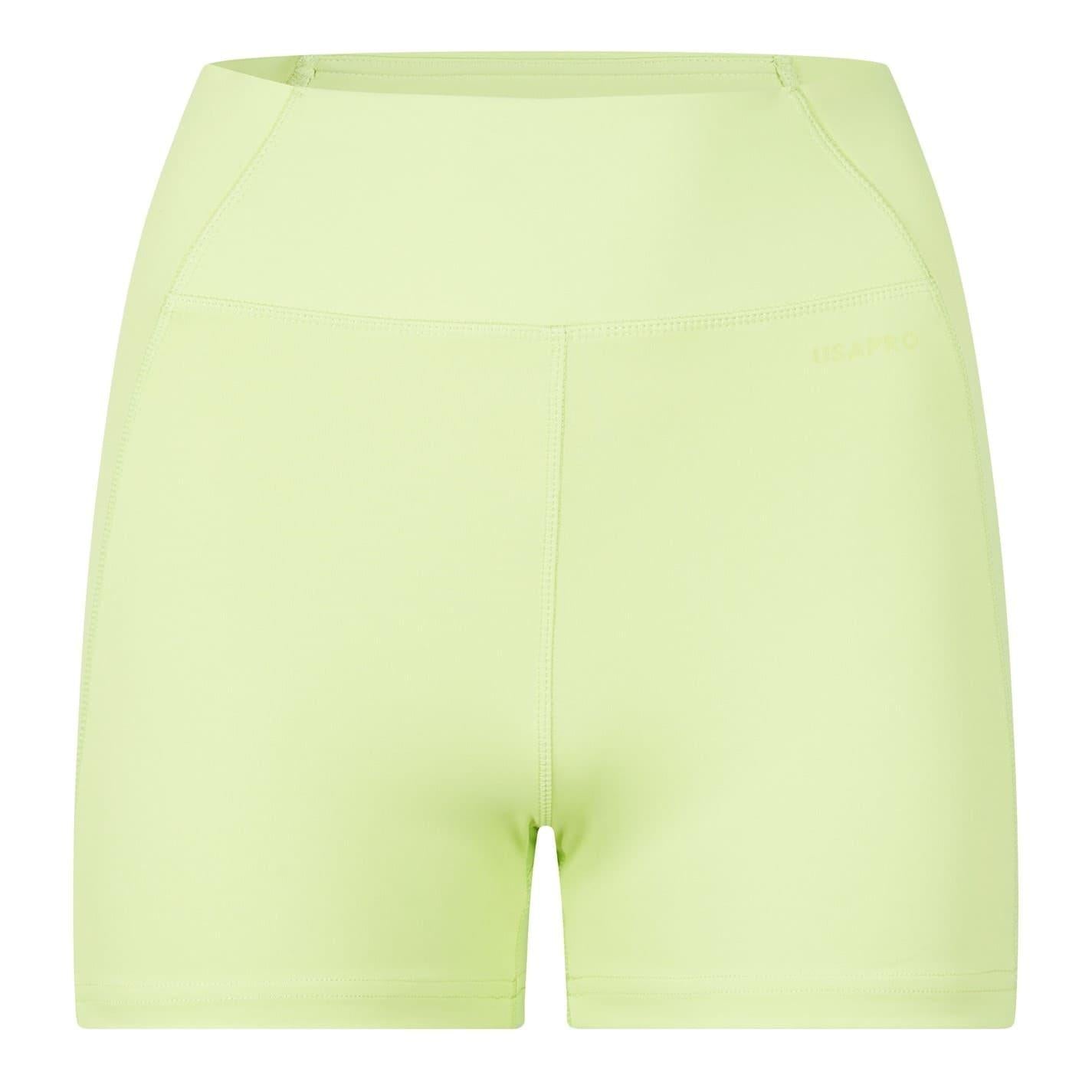 Lime Green - Front - USA Pro Womens-Ladies Opaque Mini Shorts