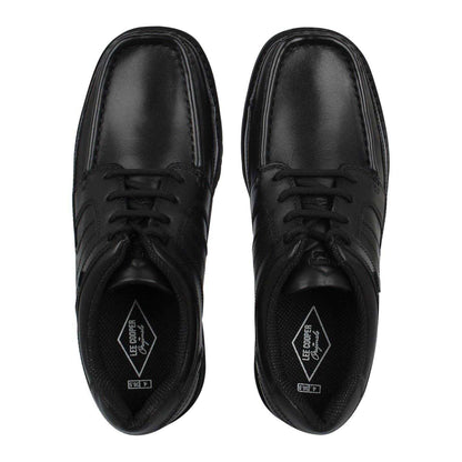 Black - Side - Lee Cooper Childrens-Kids C Harrow Leather Lace Up School Derby Shoes