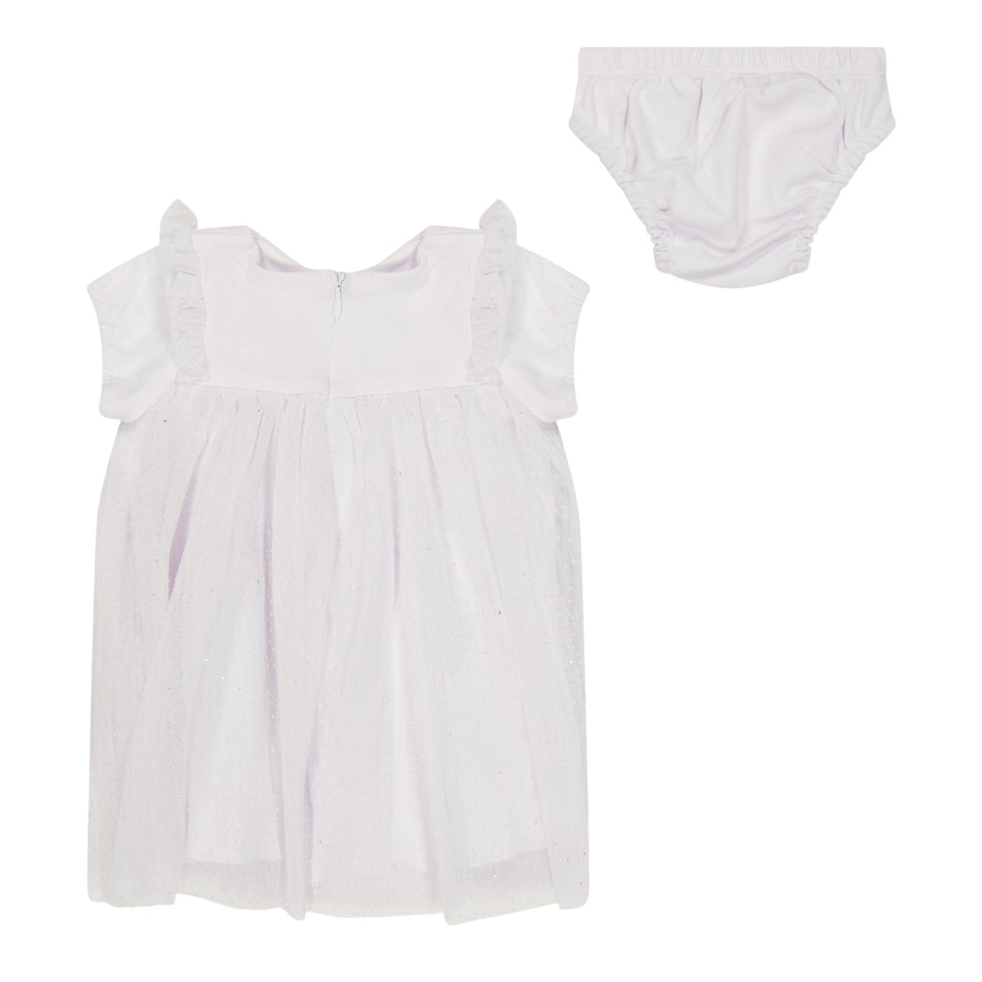 White - Back - Carrement Beau Baby Girls Glitter Tulle Mini Dress Set