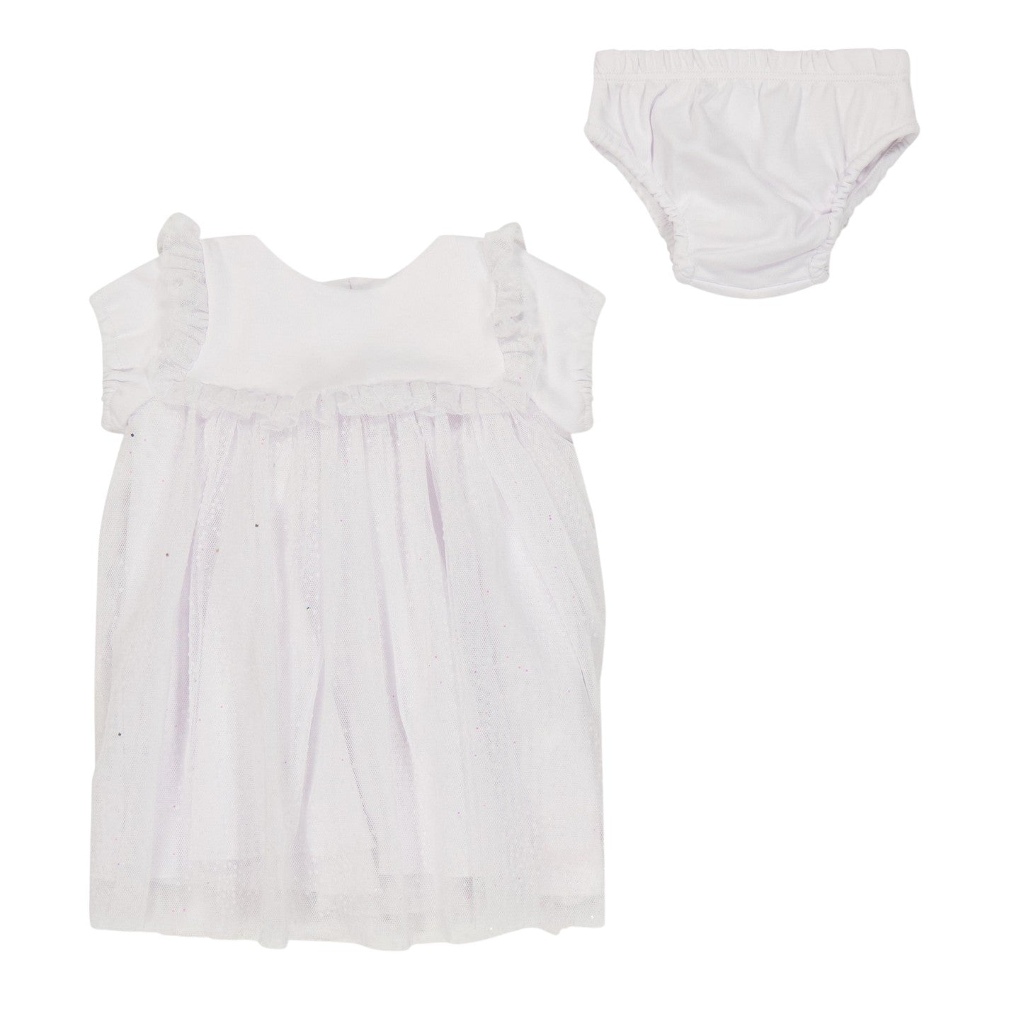 White - Front - Carrement Beau Baby Girls Glitter Tulle Mini Dress Set