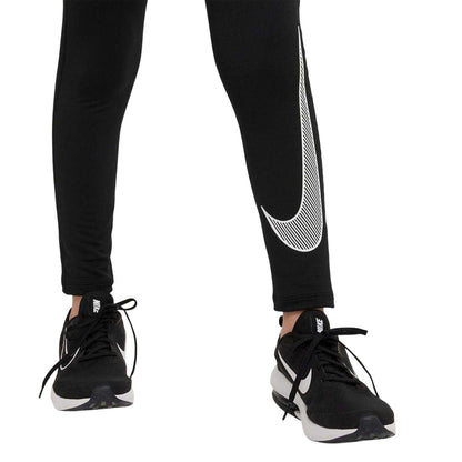 Black - Side - Nike Childrens-Kids Pro 2 in 1 Athletic Tights