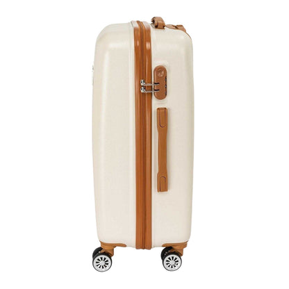 Cream - Side - Linea Logo Suitcase