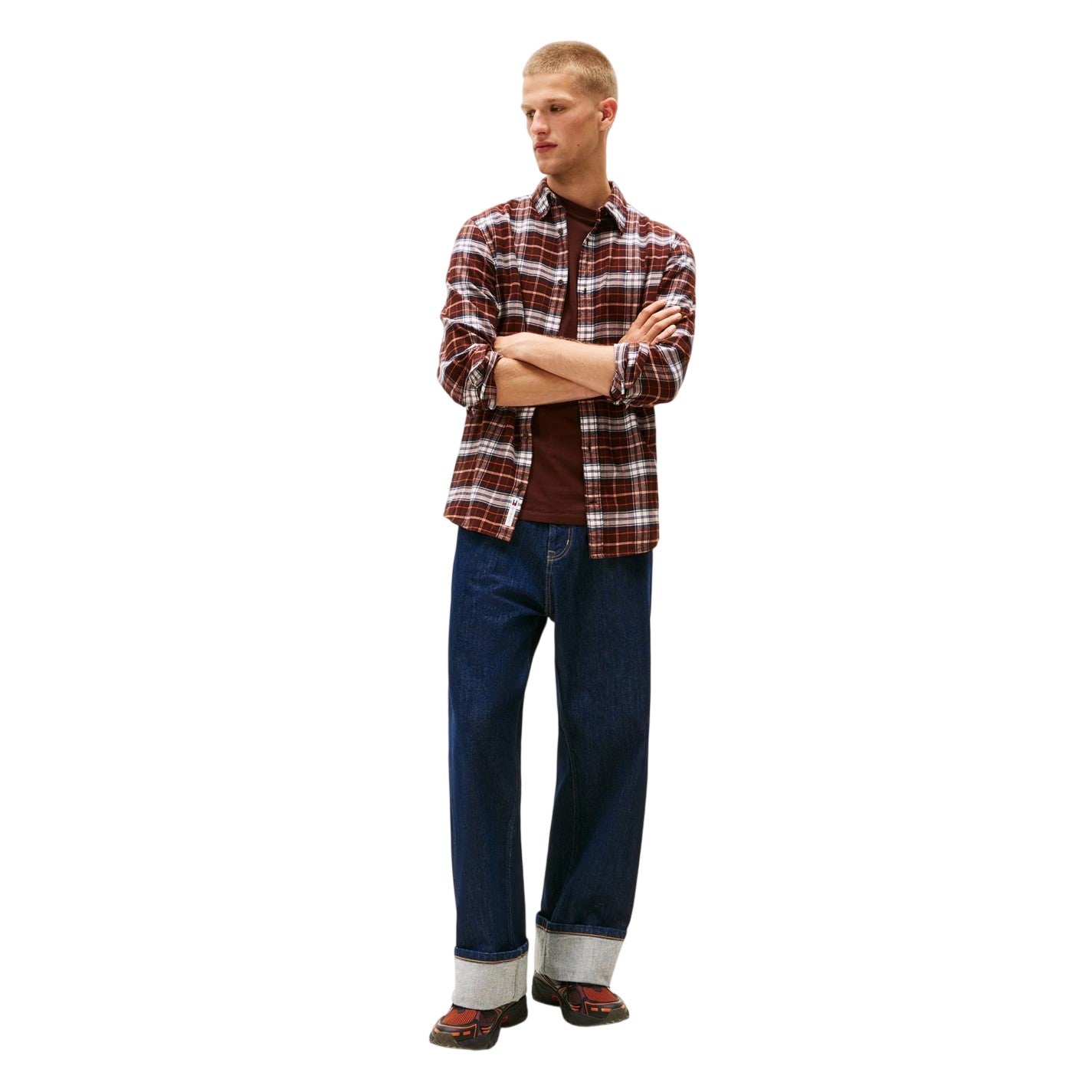 Brown - Lifestyle - Tommy Jeans Mens Checked Flannel Long-Sleeved Shirt