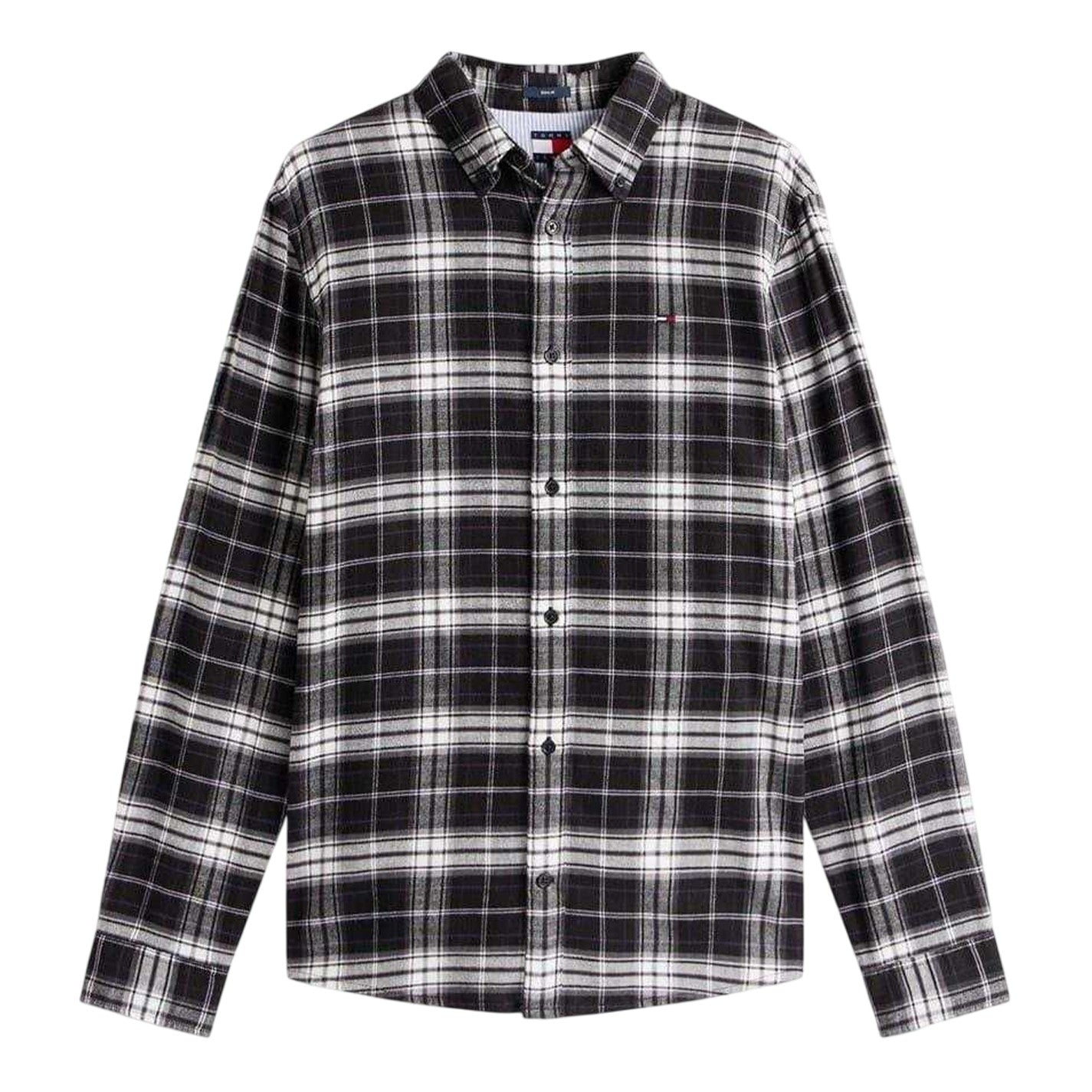 Black - Front - Tommy Jeans Mens Checked Flannel Long-Sleeved Shirt