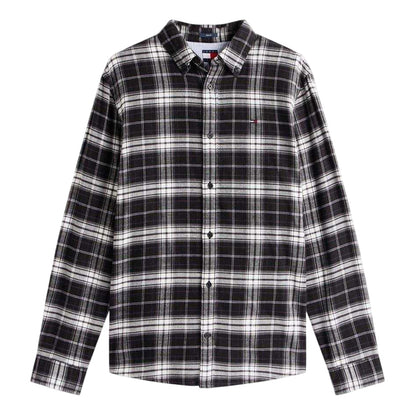 Black - Front - Tommy Jeans Mens Checked Flannel Long-Sleeved Shirt