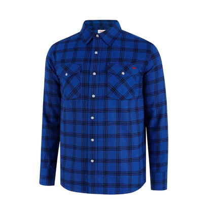 Blue - Side - Lee Cooper Mens Check Plaid Long-Sleeved Shirt