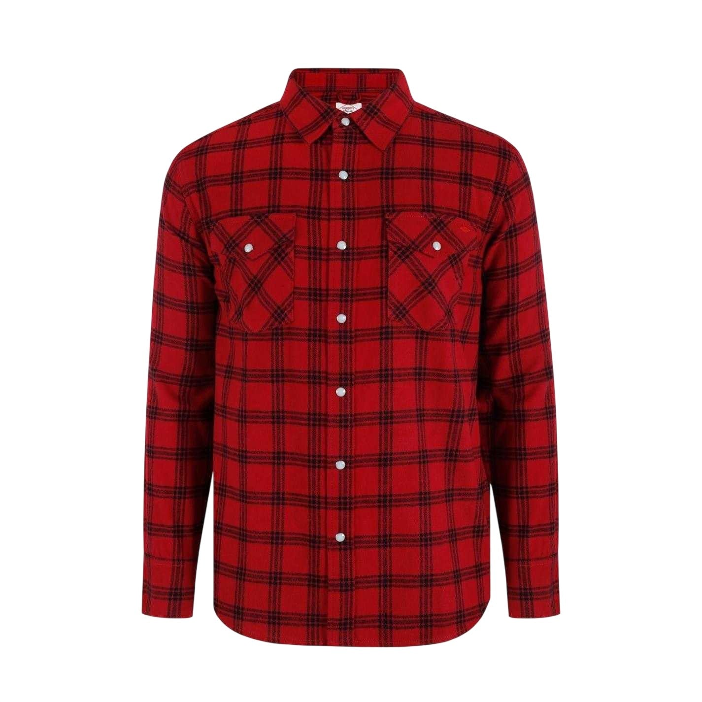 Red - Front - Lee Cooper Mens Check Plaid Long-Sleeved Shirt