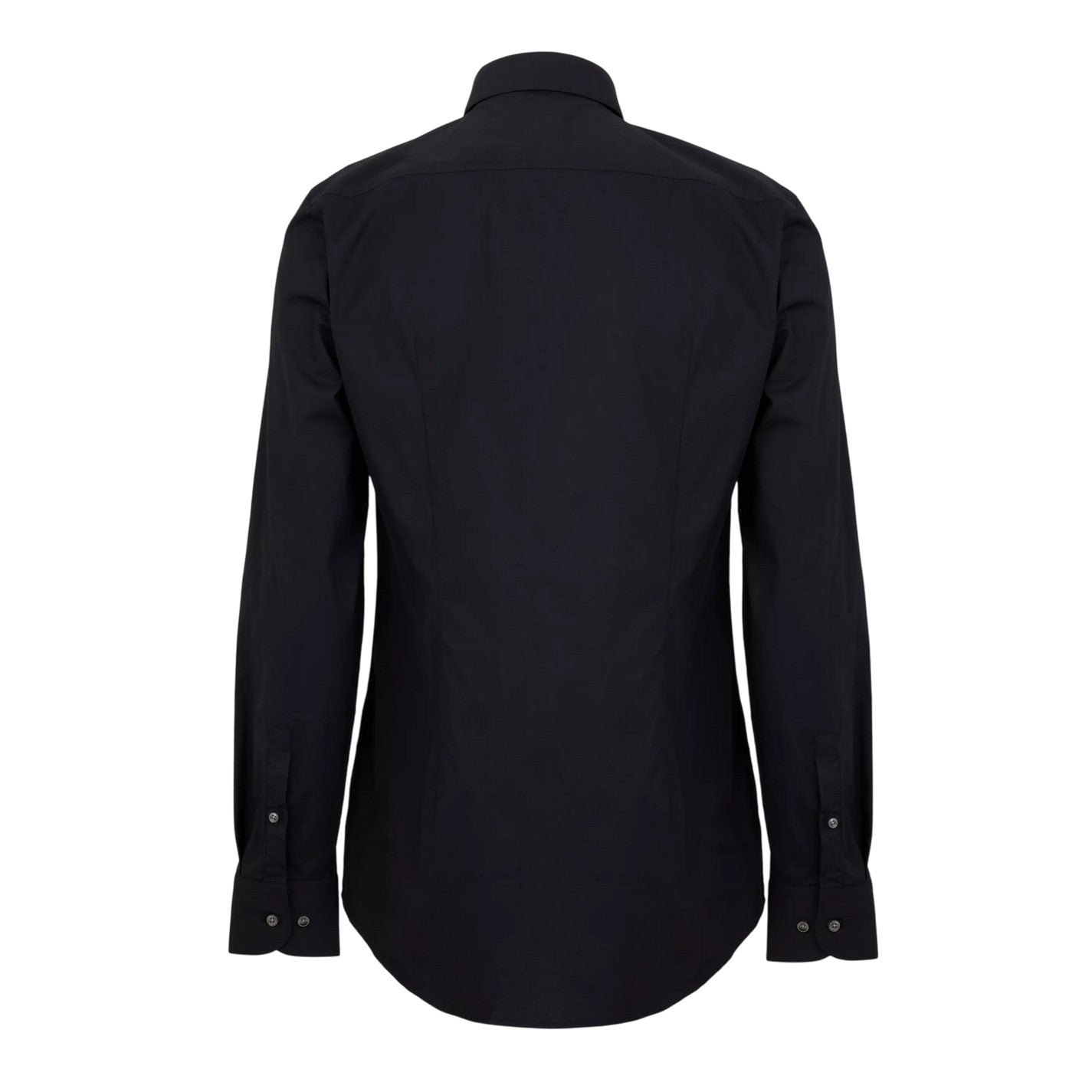 Black - Back - Boss Mens Contrast Piping Point Collar Long-Sleeved Shirt