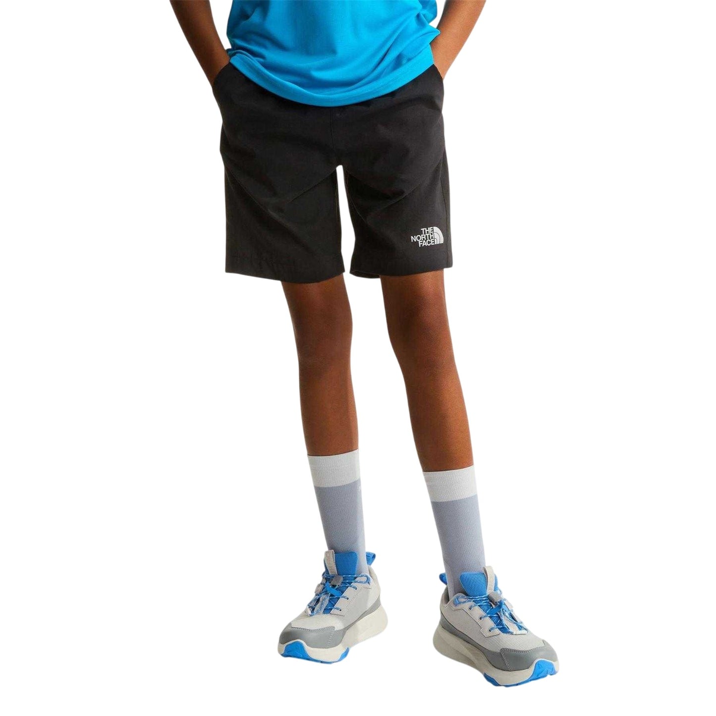 Black-Grey - Side - The North Face Childrens-Kids 24-7 Lifestyle Regular Shorts