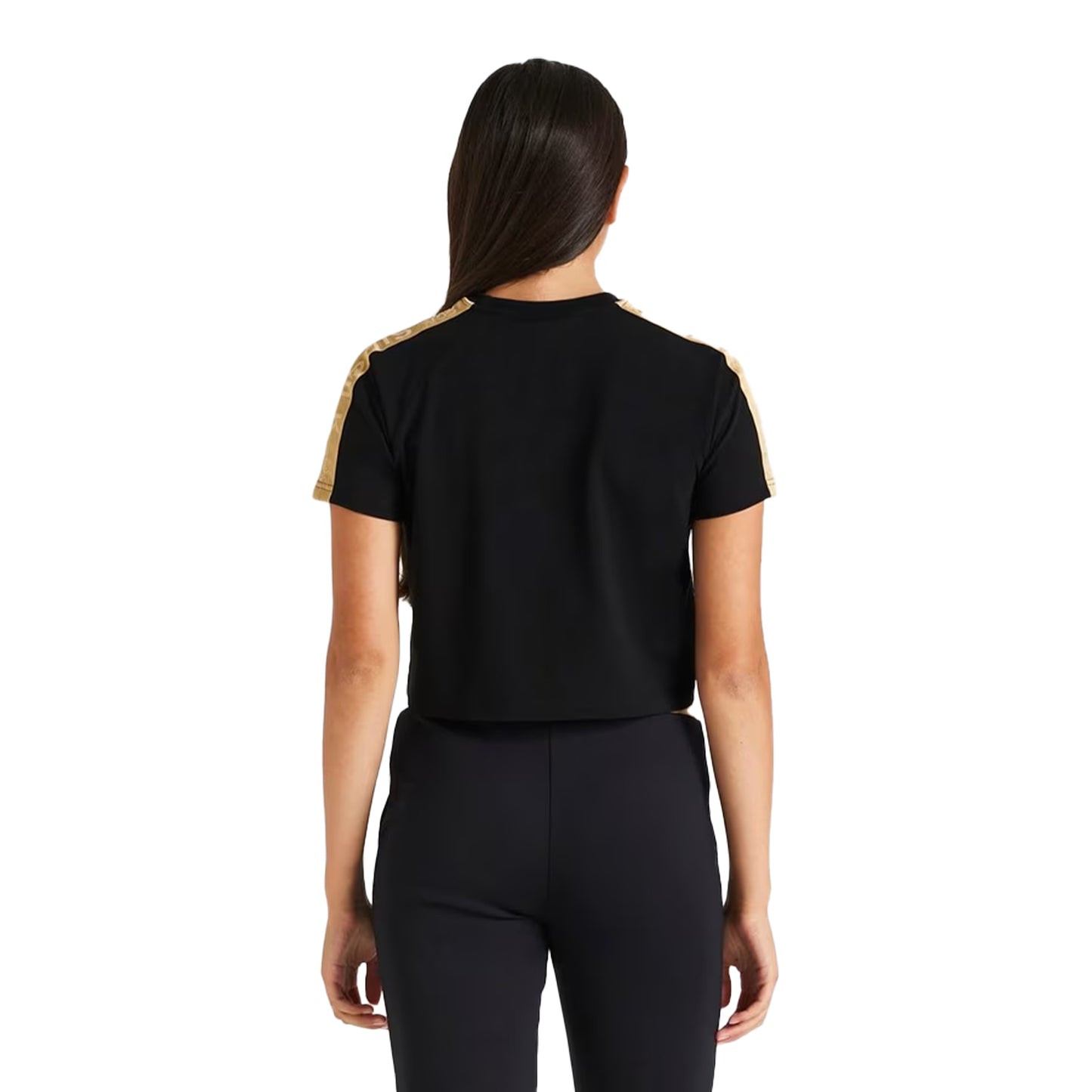 Black - Back - SikSilk Girls Metallic Taped Raglan T-Shirt