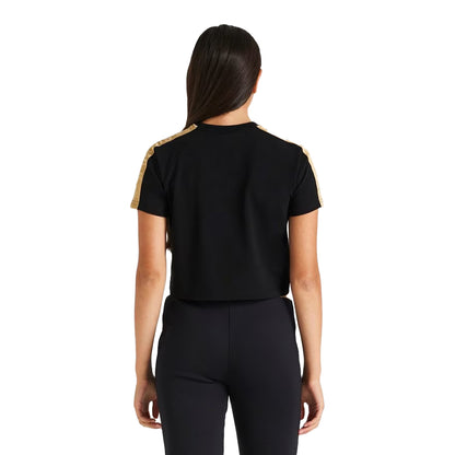 Black - Back - SikSilk Girls Metallic Taped Raglan T-Shirt