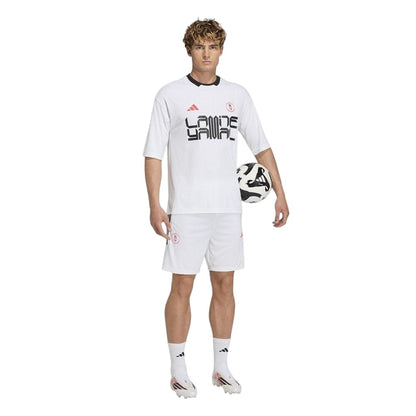 White - Lifestyle - Adidas Mens Lamine Yamal 3 Stripes Training Shorts