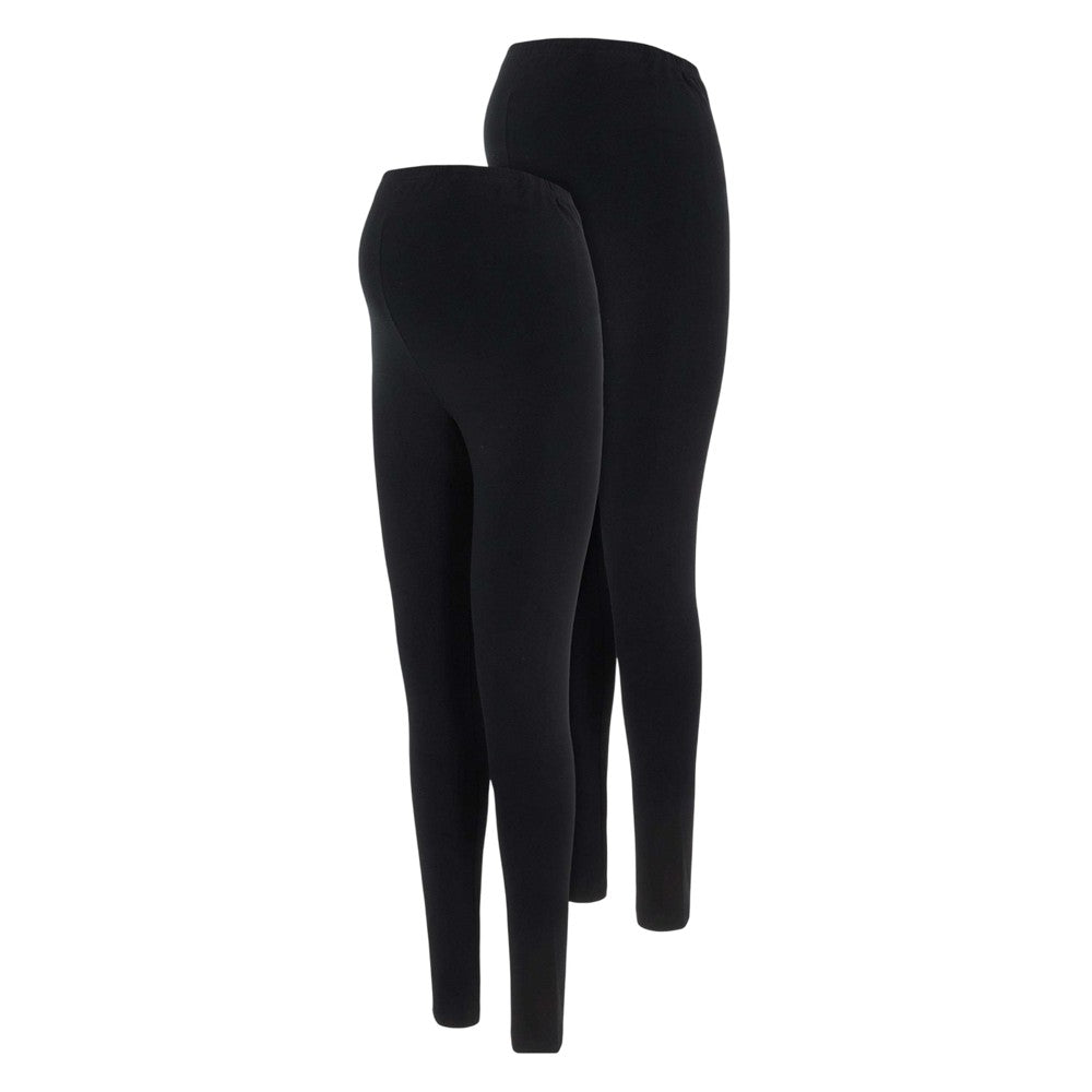 Black - Front - Mamalicious Womens-Ladies Emma Leggings (Pack of 2)