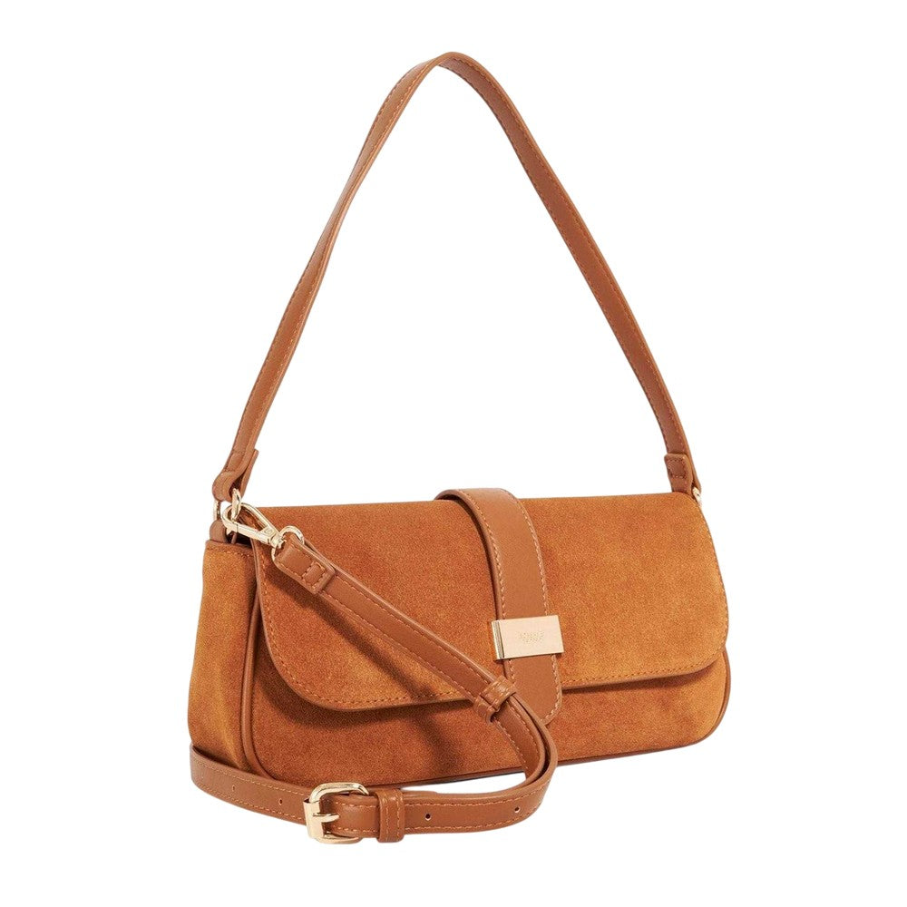 Tan - Side - Dune London Delsees Suede Shoulder Bag