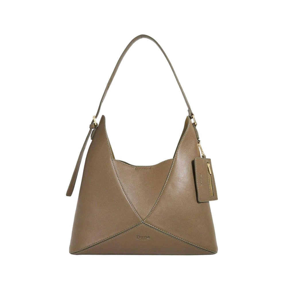 Khaki Green - Front - Dune London Lo Dinidearest Leather Shoulder Bag
