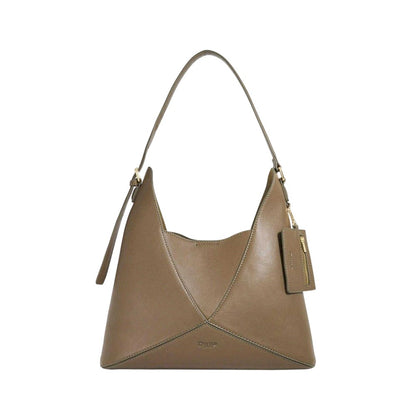 Khaki Green - Front - Dune London Lo Dinidearest Leather Shoulder Bag