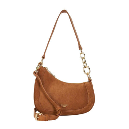 Tan - Front - Dune London Lo Direction Suede Shoulder Bag